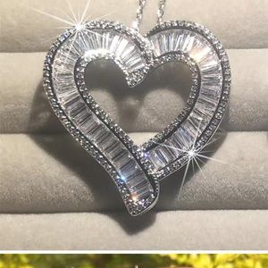 Silver Cubic Zirconias Heart Necklace